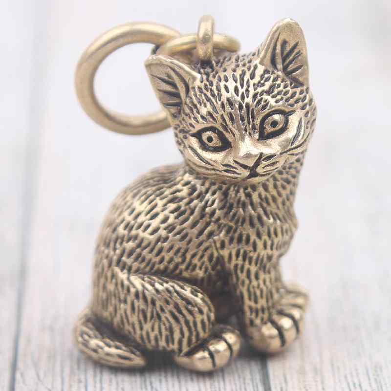 バッグ ペンダントトップ レトロ 猫 真鍮 キーホルダー 動物 ペット ペンダント ジュエリー メンズ レ..