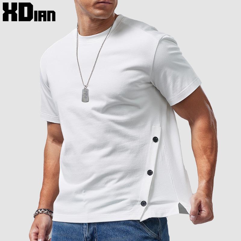 シャツ トップス Tシャツ メンズ マッスル スタイリッシュ 厚手 半袖 男性用 綿 半袖 ミッド スリーブ ホワイト レイヤリング 夏