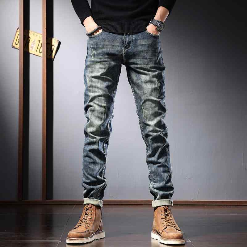 パンツ デニムパンツ メンズ 春 レトロ ウォッシュ ジーンズ 男性用 韓国 スリムフィット スタイリッシュ 弾性 カジュアル 小さい ストレート 男性用