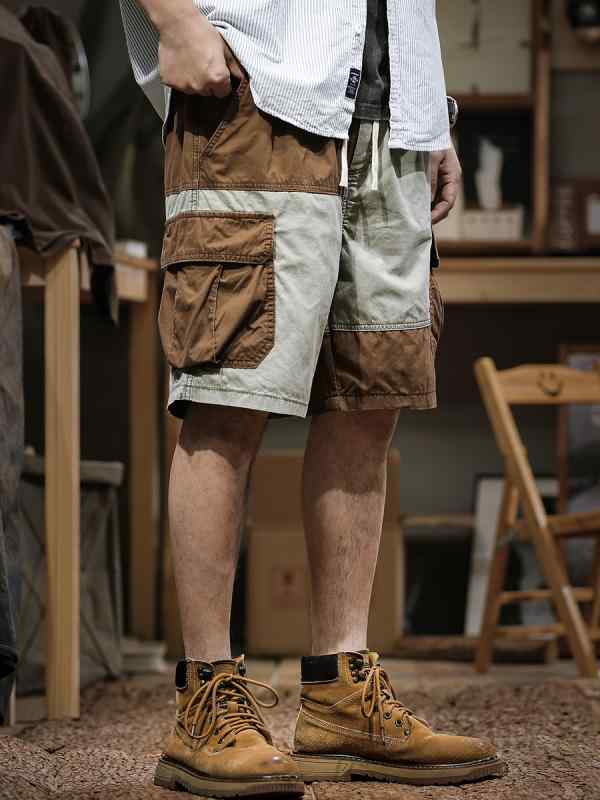 Short, Half Pants - パンツ メンズ 夏 レトロ ショーツ コットン ストレート ワークパンツ 作業 ズボン アウトドア カジュアル ミディアム