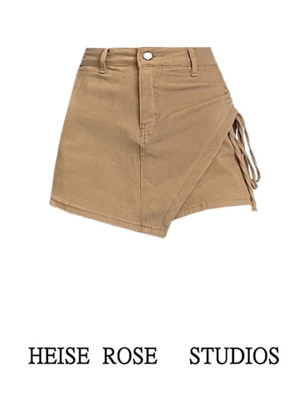 スカート パンツ スカート レディース ボトムス スタイリッシュ ガール 不規則 a ライン デニム ショート 女性 夏 プリーツ ハイウエスト スリム