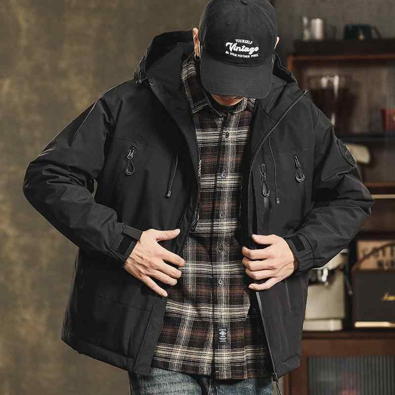 樂天商城 - コート ジャケット コート ジャケット メンズ 作業着 綿 冬 アメリカン レトロ 厚手 暖かい フード付き 綿 カジュアル