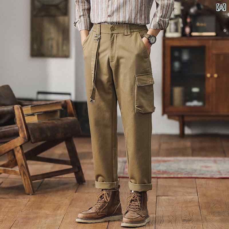 パンツ メンズ 春秋 男性用 アメリカン レトロ ヘビーウェイト ワークパンツ 作業 ズボン アウトドア ストレート カジュアル パラトルーパー