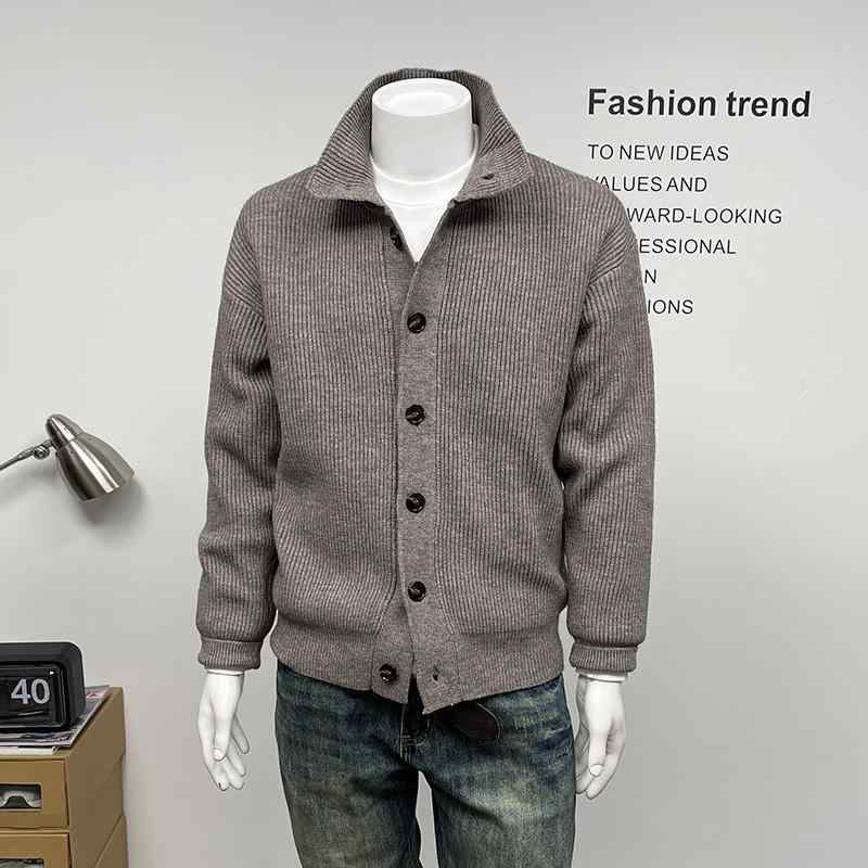 トップス ジャケット メンズ 秋冬 ニットカーディガン 和風 スタンドカラー シンプル シングルブレスト ゆったり セーター