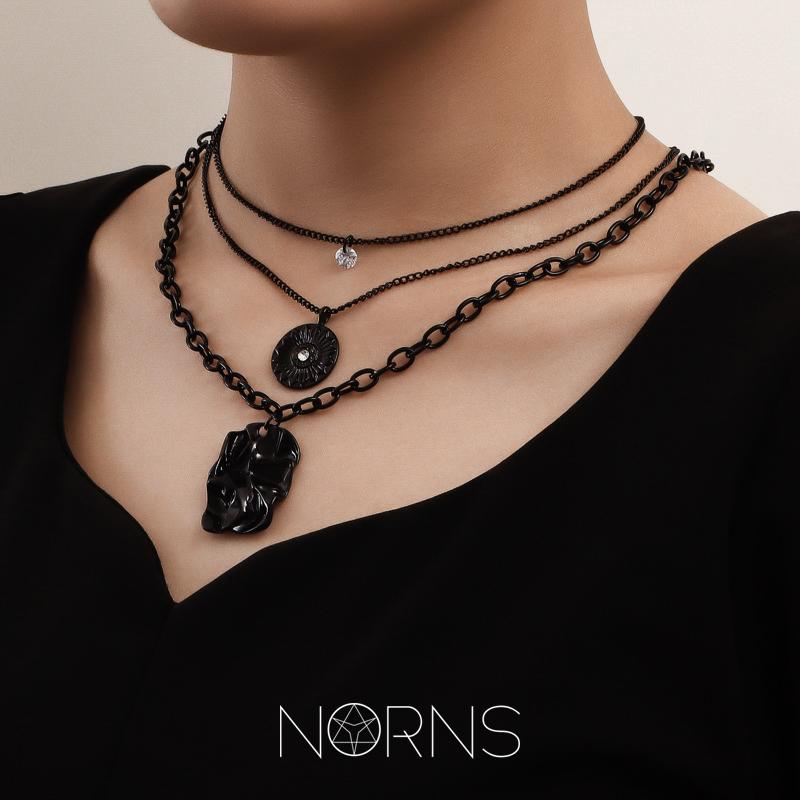 ネックレス レディース アメリカ レトロ ゴシック クール スイミング ブラック チェーン ラインストー..