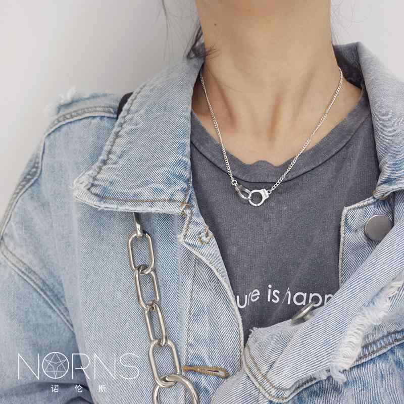 メンズ レディース アクセサリー 韓国 男女兼用 ネックレス HIPHOP ラッパー ヒップ ホップ ラッパー リング 手錠 鎖骨 チェーン