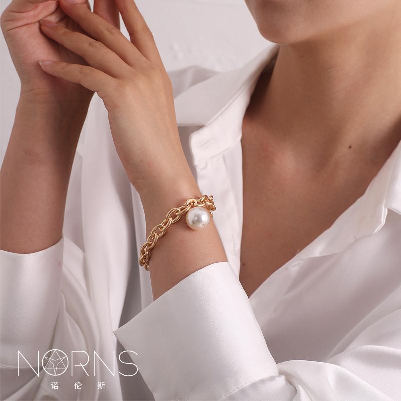 ブレスレット レディース アクセサリー おしゃれ 大きい パールペンダント メタル 太い チェーン レトロ 宮殿 バロック エレガント