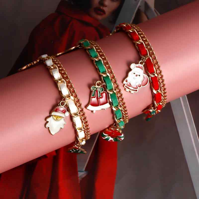 ブレスレット レディース アクセサリー おしゃれ 韓国 ベルベット サンタ ペンダント 女性 アメリカ クリスマス