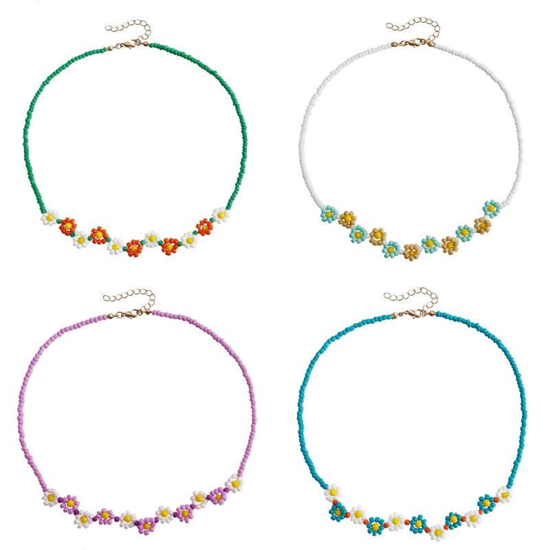 ネックレス レディース 大人 かわいい アクセサリー アメリカ ジュエリー 文学的 レトロ カラフル ライス ビーズ ハンド ビーズチョーカー ファッション
