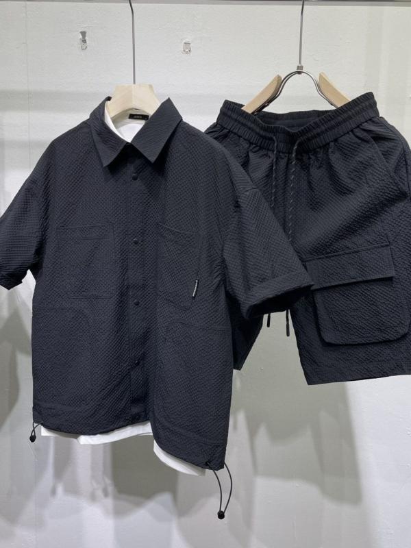 メンズ ファッション ライト シンプル 夏 カジュアル ワークウェア スーツ 男性用 ハイエンド ファッション 半袖 ショーツ ツーピース セット