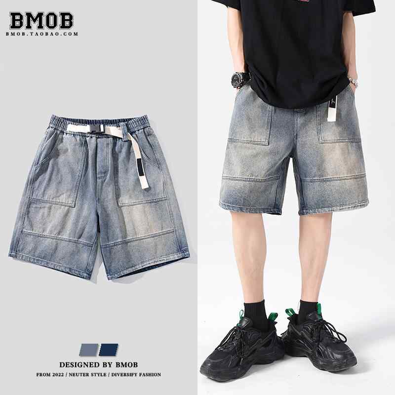 Denim - パンツ デニム ハーフ 半ズボン 夏 デニムショートパンツ メンズ アメリカン レトロ ストリート カジュアル ワークウェア 五分丈 ミッド