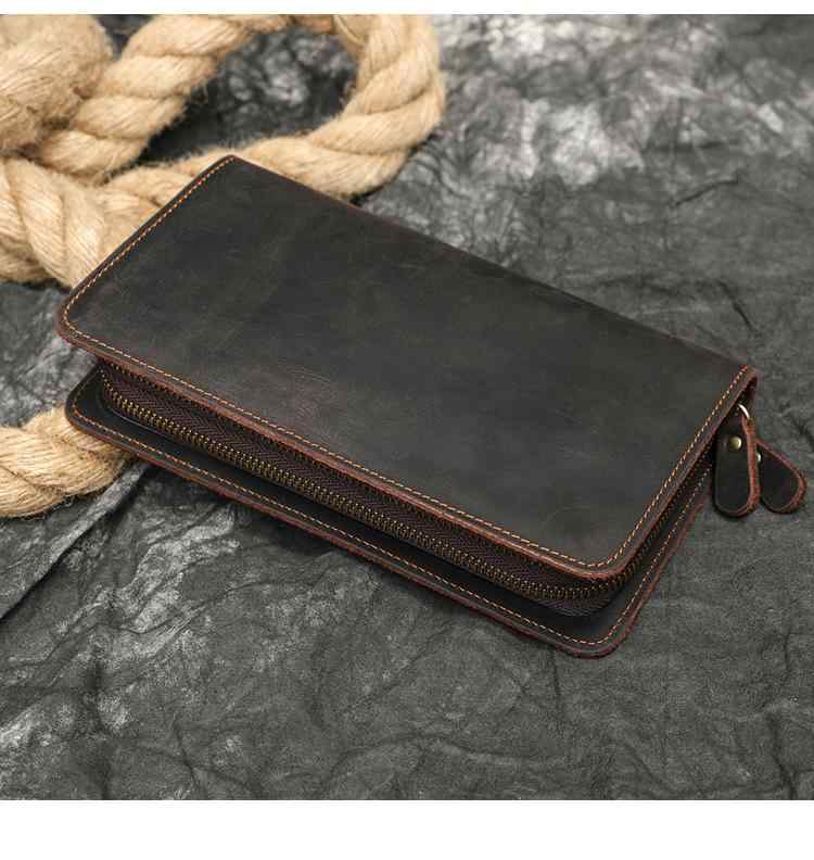 バッグ 財布 レザー ウォレット カジュアル レトロ レザー 最上層 牛革 メンズ クラッチ 多機能 ダブル..