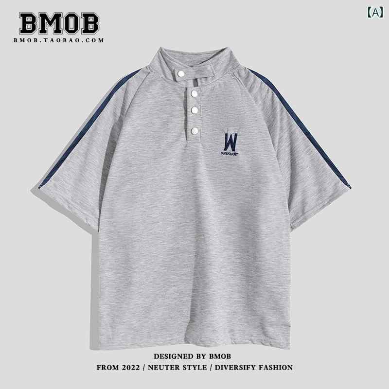 トップス ポロシャツ ゴルフ スポーツウェア 涼しい 快適 アメリカン レトロ スタンドカラー メンズ 夏 半袖 Tシャツ ゆったり カジュアル 半袖