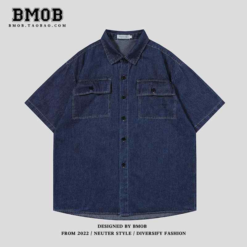トップス シャツ コート デニムシャツ メンズ カジュアル おしゃれ レディース シンプル ウォッシュ ワークウェア カップル 半袖(4)