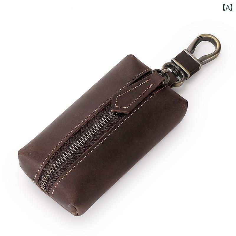 バッグ レザー キーケース 大容量 キー メンズ レトロ レザー ハイエンド キー カバー 多機能 収納 ホーム カー ユニバーサル 2