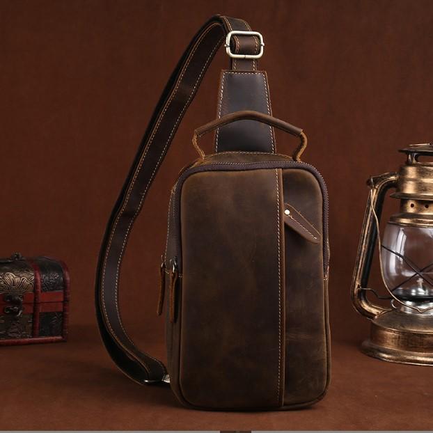 バッグ チェスト バイク アウトドア レトロ レザー メンズバッグ 革 カジュアル 最上層 牛革 クロス ボディバッグ 牛革
