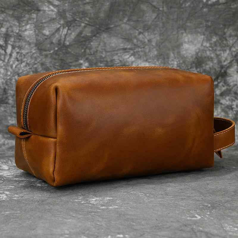 バッグ レザー 多機能 ウォッシュバッグ ユニセックス 旅行 化粧品 革 クラッチバッグ 最上層 牛革 ビ..