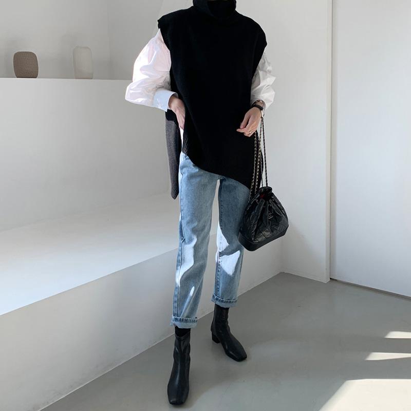 Rakuten - パンツ デニム レディース 春 ハイウエスト ジーンズ 女性 パイプ ハーラン スリム ストレート レッグ お父さん 九分丈