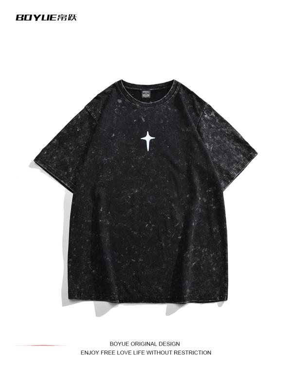 トップス シャツ Tシャツ メンズ コットン ウォッシュ 半袖 アメリカン ダメージ 加工 ヘビー ファッション クール ストリート ハイエンド 男性用