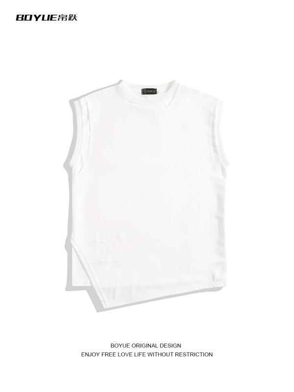 メンズ ファッション アメリカン フェイク ツーピース非 標準 裾 破れ ベスト 個性 ノースリーブ Tシャツ