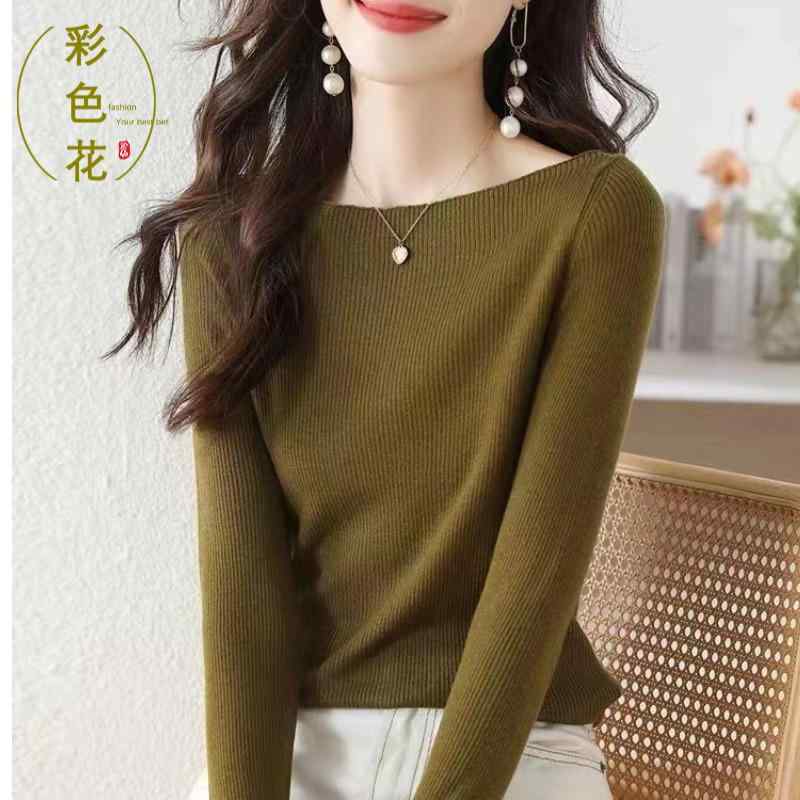 トップス シャツ レディース マザーズ 婦人服 普段使い ワンショルダー 女性 無地 ニット 長袖 Tシャツ 薄手 スリムフィット