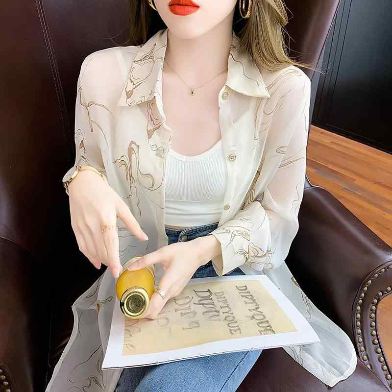 シャツ トップス レディース ブラウス おしゃれ 日焼け防止 服 女性 夏 薄手 カーディガン アウター シフォンシャツ 長袖