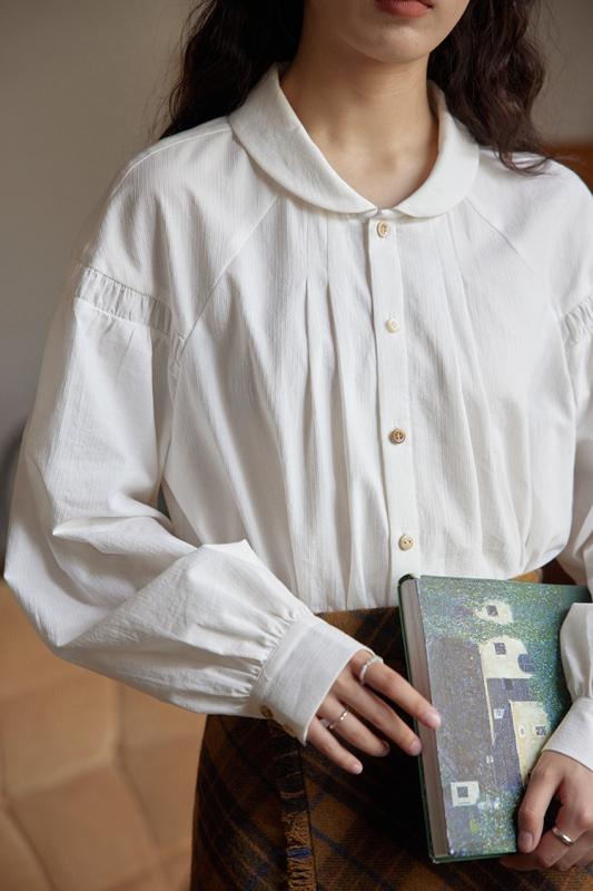 シャツ トップス ブラウス レディース 大人かわいい ガーリー 女性 白い 春 フレンチ ドール カラー インナーシャツ 女性 フレッシュ レトロ