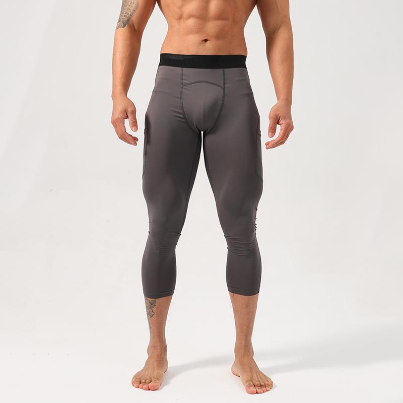 パンツ フィットネス メンズ マッスル 速乾 スポーツ タイツ バスケットボール スプライス レギンス ランニング 高弾性 ミッドウエスト クロップドパンツ