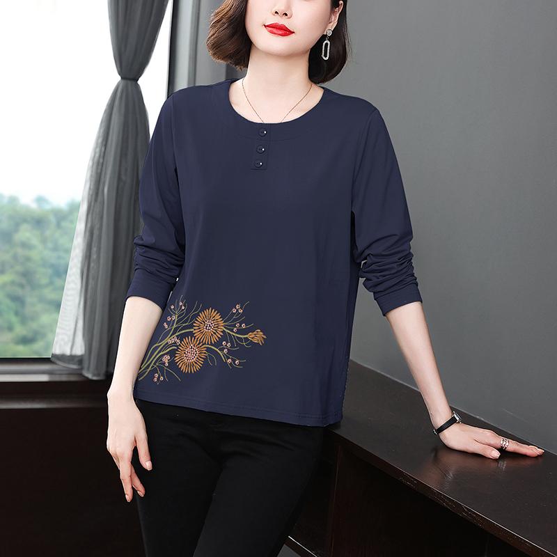 トップス シャツ レディース 長袖 カジュアル 快適 マザーズ 婦人服 普段着 秋 女性 コットン Tシャツ 女性 秋服 フレッシュ インナー レイヤリング