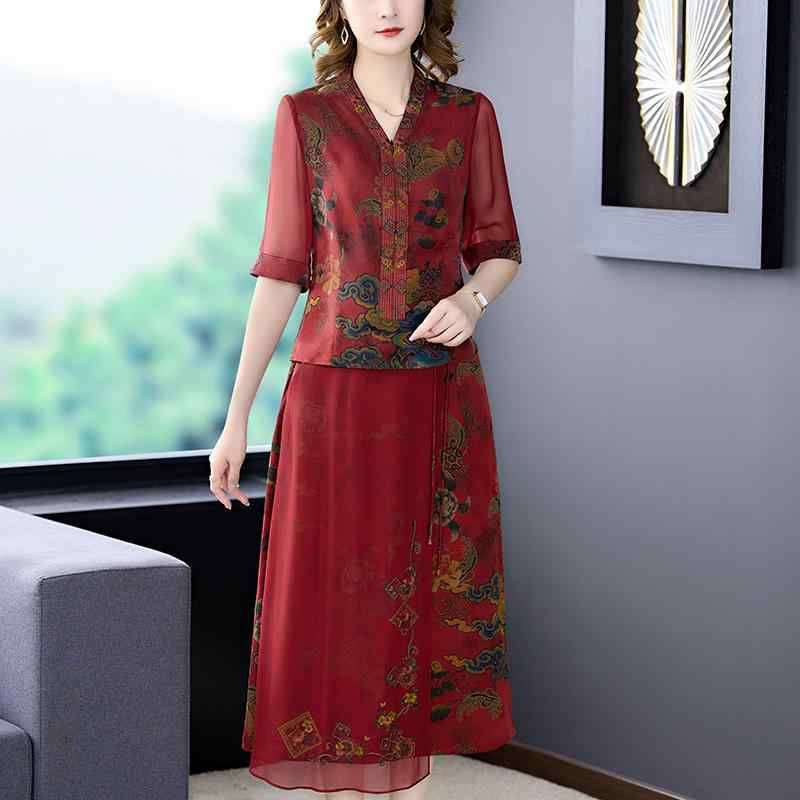 レディース ファッション ミセス 婦人服 ツーピース セット 夏 ハイエンド 重い 花 ローズマリー スー..