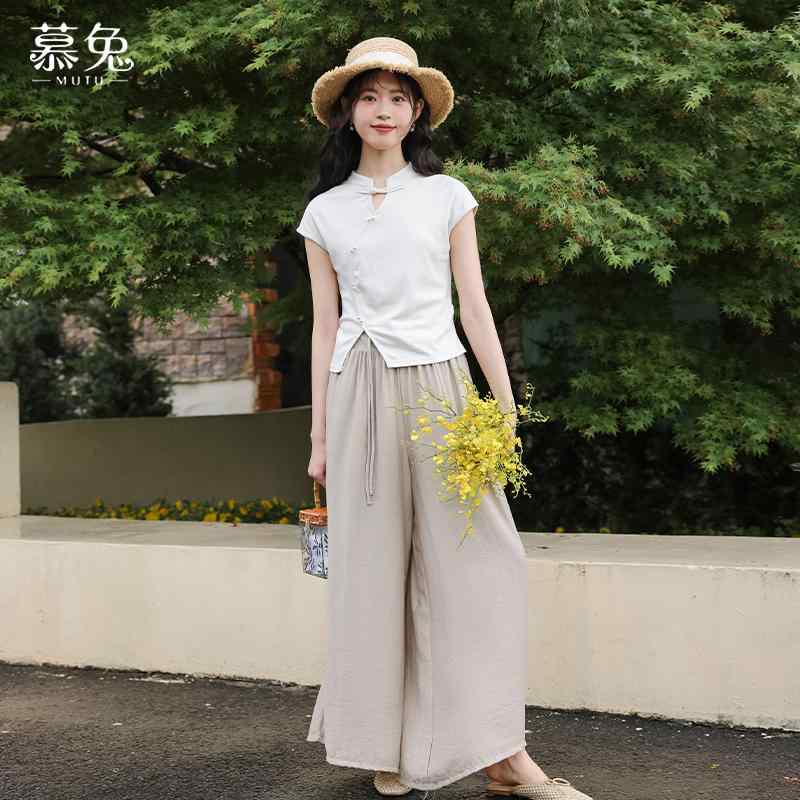 パンツ レディース ファッション 4月 11日 半袖 Tシャツ ハイウエスト ワイド 2点 セット 小柄 女性 カジュアル スーツ