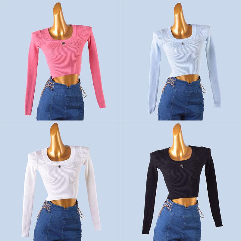 シャツ トップス レディース ファッション スクエア ネックプルオーバー 魅惑的 へそ出し タイトフィット 伸縮性 ハイウエスト スリム ショート レイヤリング 長袖 魅惑的 ガールズ 多目的