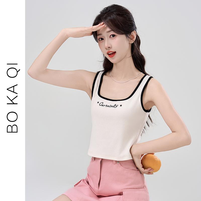 シャツ トップス ノースリーブ レディース ファッション 夏 文字 ニットキャミソール 女性 スリム ショ..