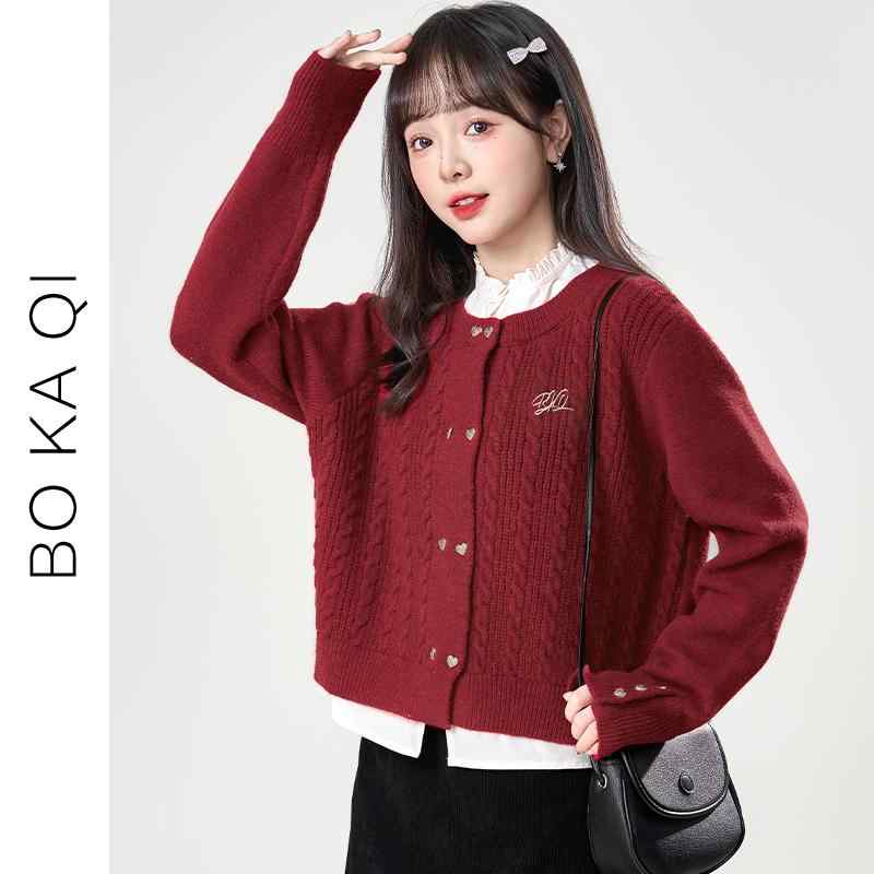 レディース ファッション 冬 干支 ホリデー ツーピース 刺繍 セーター 女性 ガーリー カレッジ カーデ..