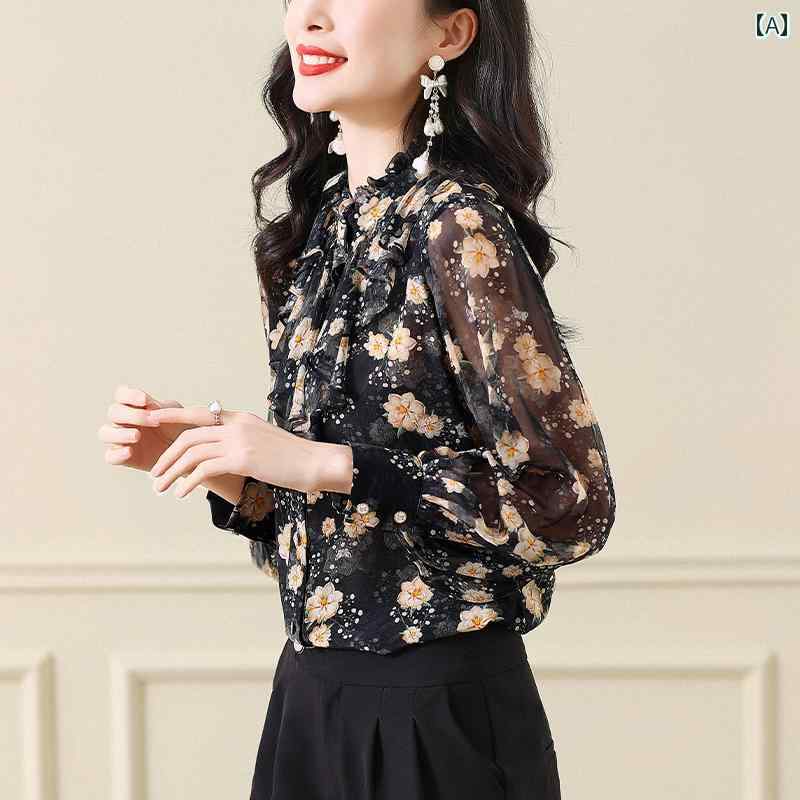 Long-Sleeved - レディース シャツ ブラウス 長袖 春秋 アーバン ノーブル スタイリッシュ ショッピング オフィス 学校行事 快適コーデ 婦人服