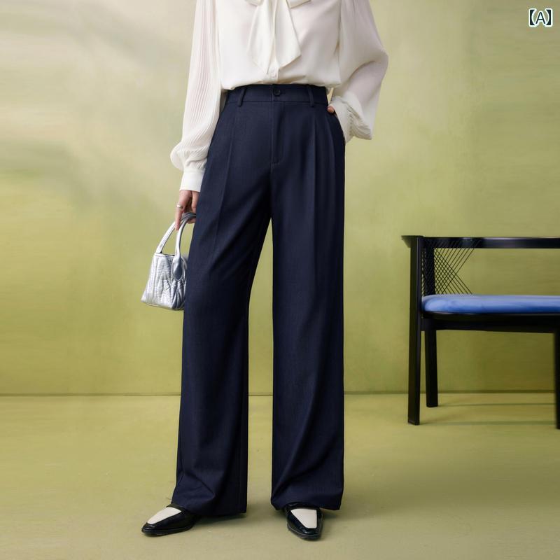 Rakuten - レディース パンツ カジュアルパンツ ストレートパンツ 大きめサイズ 春秋 薄手 ハイウエスト ベーシック シンプル 通勤 通学 レジャー 快適コーデ 婦人服