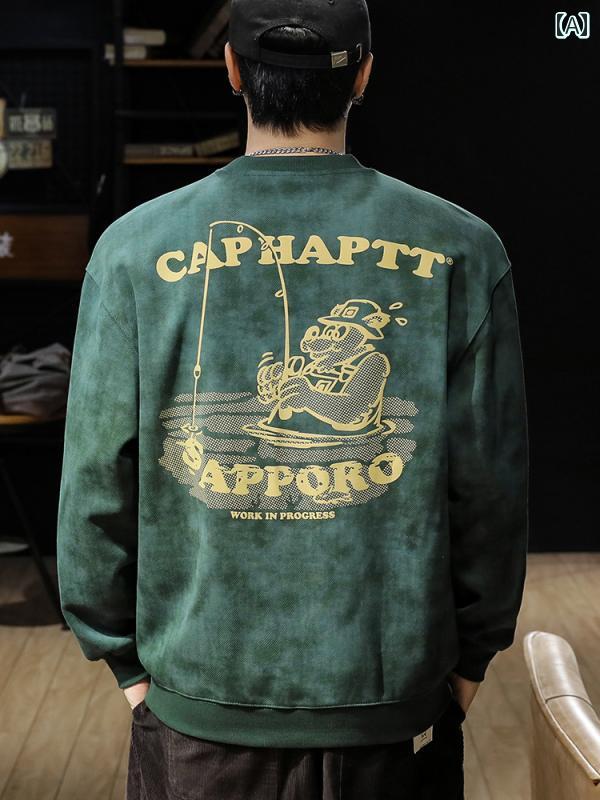 スウェットシャツ アメリカン ラウンドネック メンズ 春 長袖 Tシャツ メンズ 秋 コットン