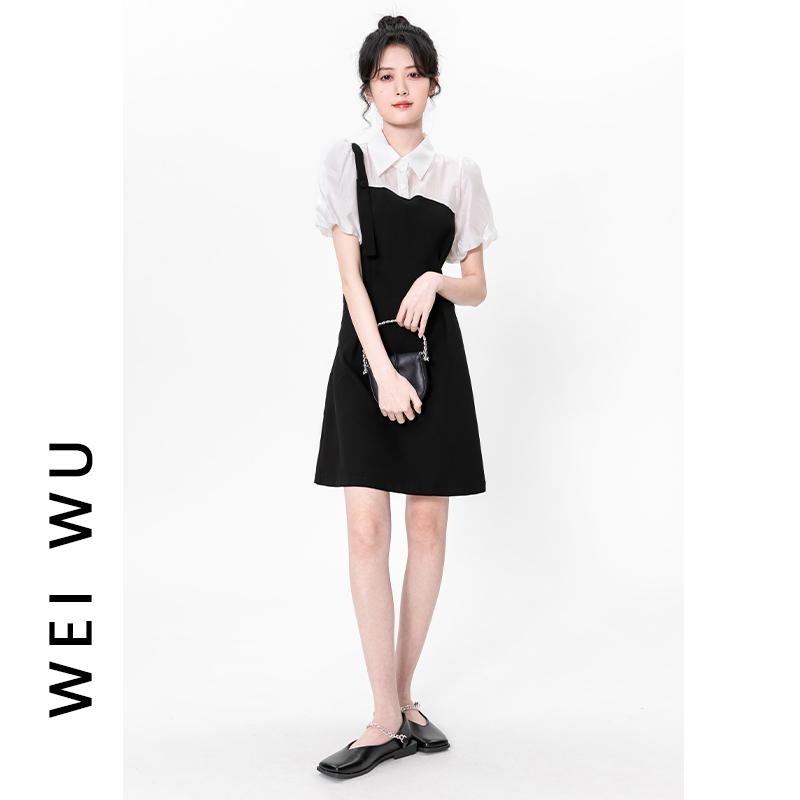 レディース ファッション トップス ワンピース ドレス パフスリーブ スリム シャツ カットソー スカート 長袖 半性 カジュアル 普段使い 夏 婦人服