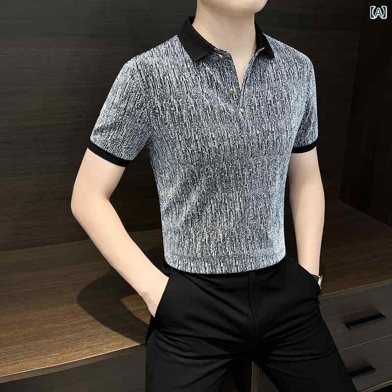 ポロシャツ スポーツ ゴルフ メンズ 紳士服 メンズ シャツ 半袖 夏 トップス スパンコール キラキラ 夏..