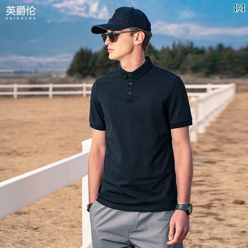 ゴルフ ポロシャツ シルケット パール コットン メンズ 半袖 ビジネス カジュアル メンズ 夏 Tシャツ ..