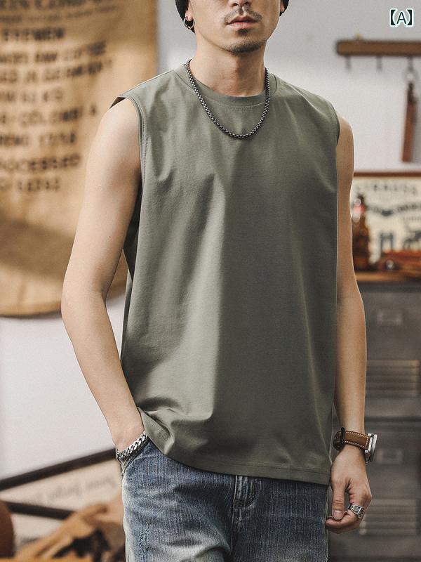 スポーツ ノースリーブ タンクトップ 夏 メンズ ベーシック フィットネス メンズ 通気性 綿 シンプル カジュアル