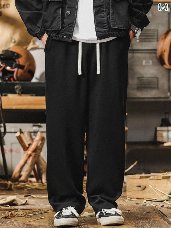 樂天商城 - メンズ ファッション パンツ アメリカン ニット スウェット ズボン 春秋 ベーシック シンプル ストレート カジュアル ボトムス メンズ