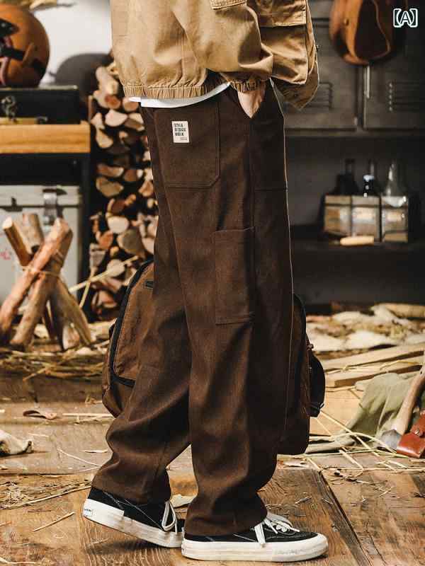 Pants - メンズ ファッション パンツ アメリカン レトロ ズボン カポック 起毛 カジュアル ゆったり メンズ コーデュロイ 春秋 ストレート メンズ