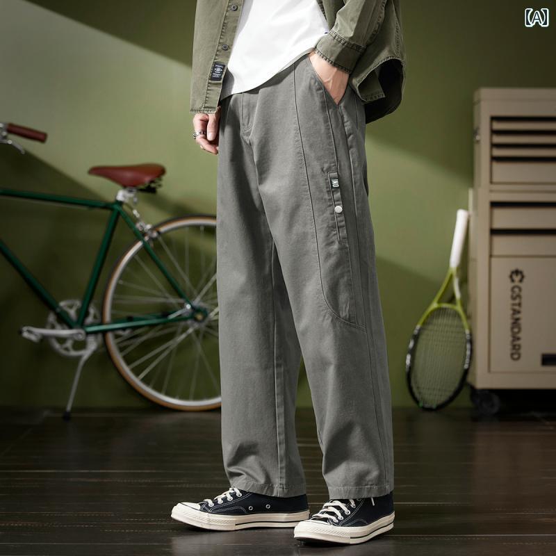 メンズ パンツ 長ズボン カジュアル ワーク ストレート レッグ 春秋 アメリカ ファッション ロング コットン