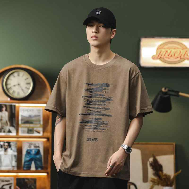 Short Sleeves - Tシャツ 半袖 おしゃれ 大きめサイズ メンズ 紳士服 シャツ ラウンドネック 夏 アメリカン コットン ゆったり カジュアル ストリート