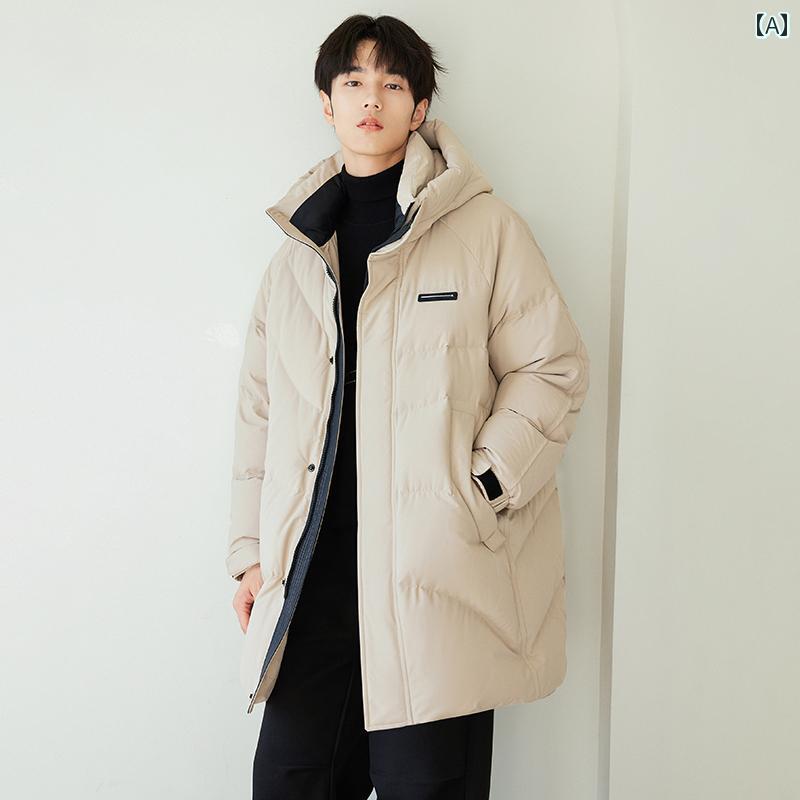 ダウン ジャケット フード パーカー メンズ ファッション アウター カジュアル 丈 ホワイトダック 秋冬 暖かい 厚手 メンズ