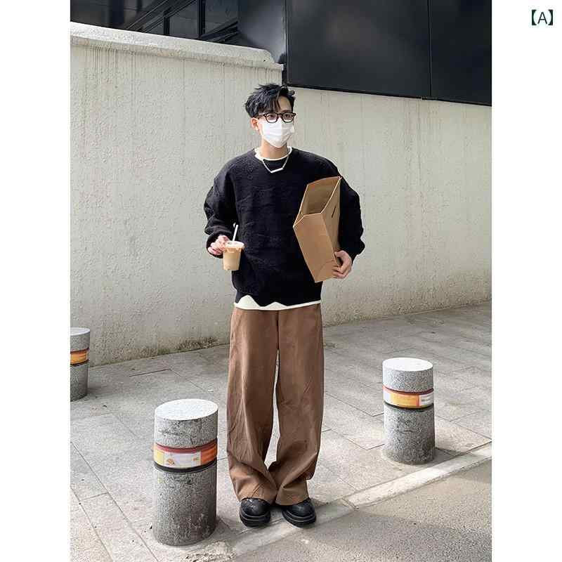 メンズ トップス セーター ゆったり 大きいサイズ ストリート おしゃれ 冬 年 ホリデー ツーピース ラ..