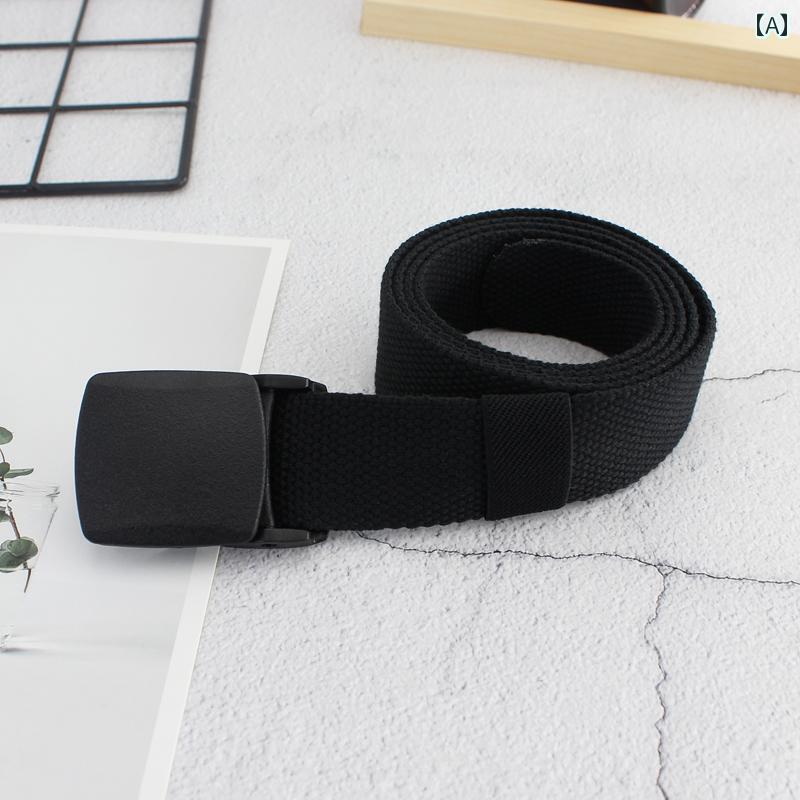 レディース メンズ カジュアル ジーンズ ベルト キャンバス プラスチック 金属 フリー低 刺激性 セキュ..