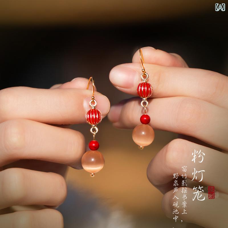 レディース ピアス おしゃれ 耳飾り キャッツアイ ハイエンド レトロ スターリングシルバー 中華風 アンティーク ブライダル