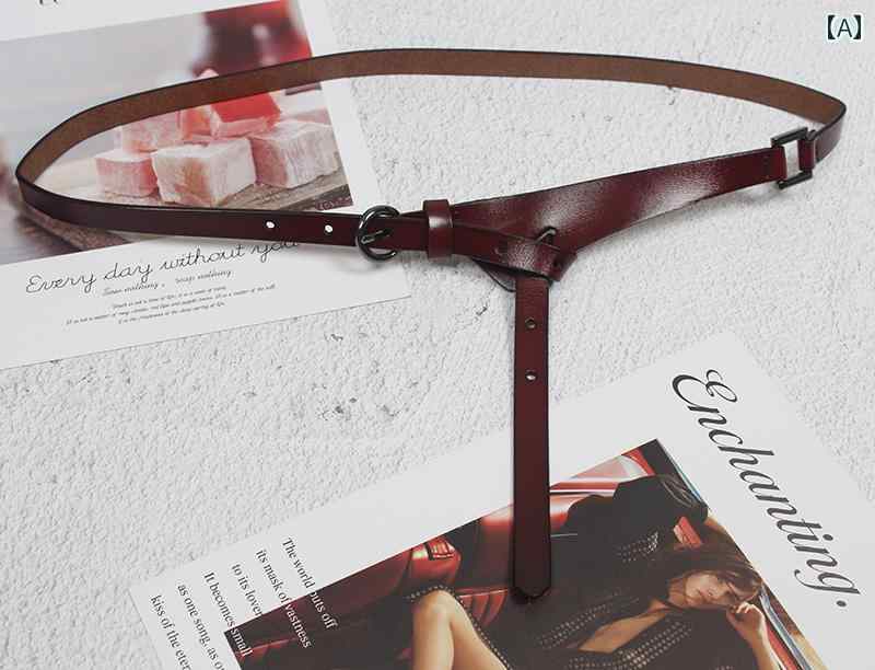 ベルト レディース カジュアル 秋 銃 ピン バックル 不規則 穴 あき 二層 牛革 ベルト 装飾 シャツ スカート 小さめ ベルト